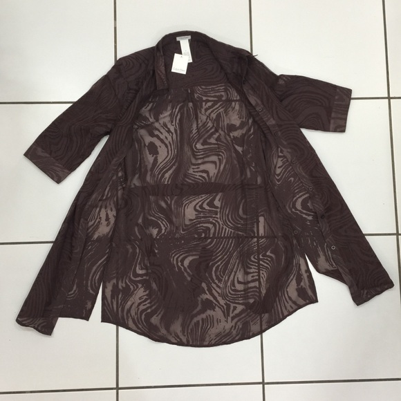 NWT Calvin Klein Sheer Zebra Print Coverup Shirt - Picture 2 of 6